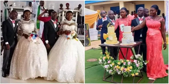 Photos: Twins brothers marry twin sisters same day in Ebonyi
